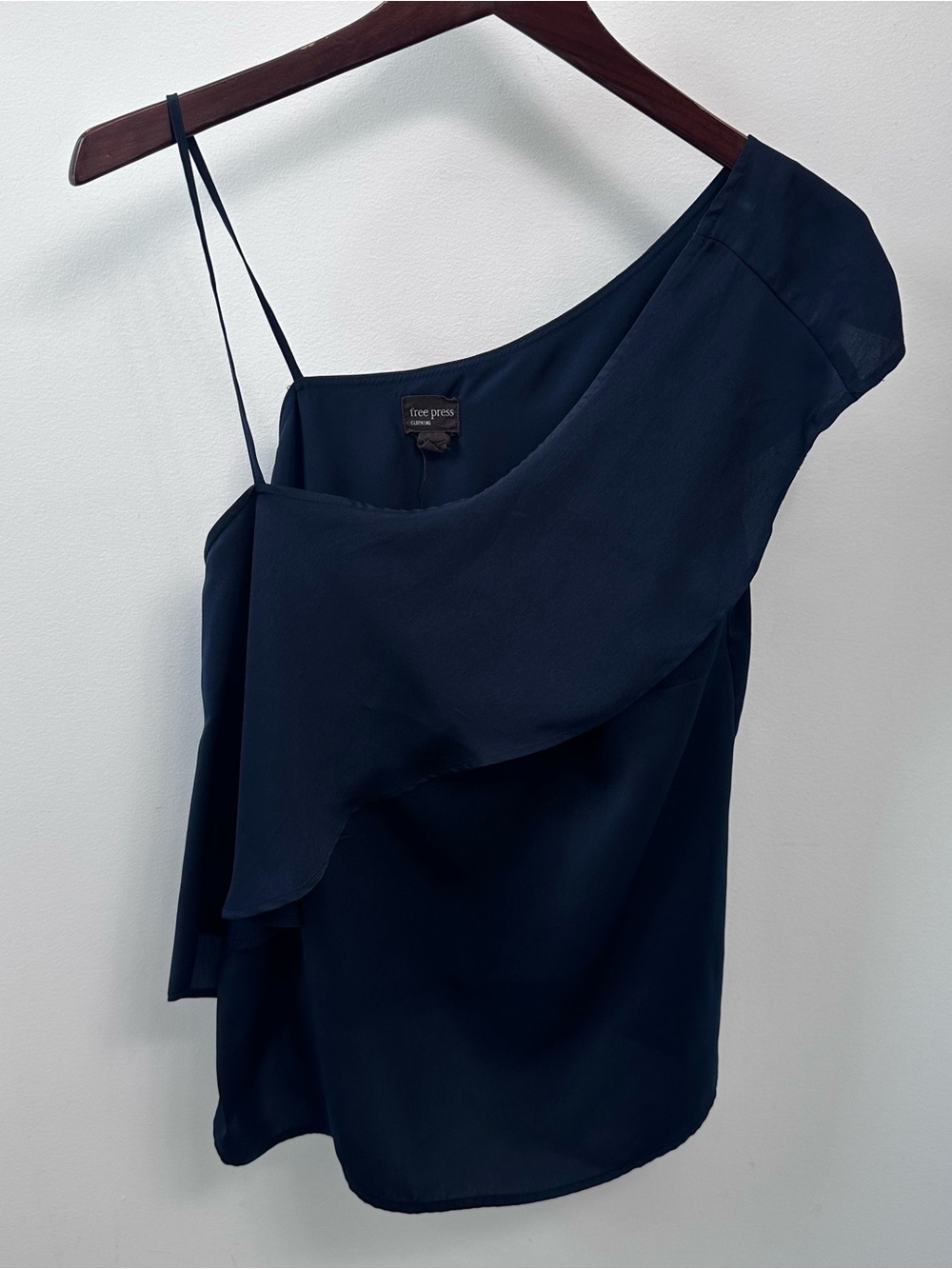 Nordstrom Free Press Clothing  Press Navy Blue Ruffle Sleeveless Blouse Large